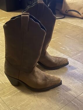 Women’s Brown Leather Western Heeled Boots